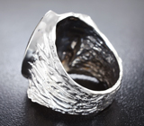 Серебряное кольцо с аммолитом аммонита и сапфирами Серебро 925
