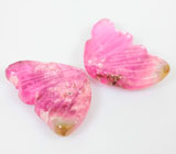 Пара резных арбузных турмалинов 14,25 карат 