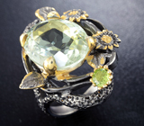 Серебряное кольцо с зеленым аметистом и перидотом Серебро 925
