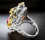 Серебряное кольцо с пурпурным сапфиром, цитрином, диопсидом и мозамбикскими гранатами Серебро 925