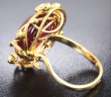 Золотое кольцо с крупным рубином с эффектом кошачьего глаза 19,18 карат Золото
