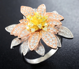 Впечатляющее серебряное кольцо-цветок Серебро 925