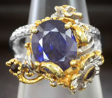 Серебряное кольцо с насыщенно-синими сапфирами Серебро 925