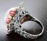 Серебряное кольцо с лунным камнем и сапфирами Серебро 925