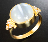Золотое кольцо с лунным камнем с эффектом кошачьего глаза 8,64 карат Золото