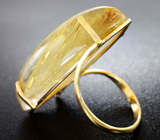 Золотое кольцо с крупным кварцем с золотым рутилом 41 карат Золото