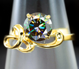 Золотое кольцо с многоцветным муассанитом 1,3 карат Золото