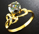Золотое кольцо с многоцветным муассанитом 1,3 карат Золото