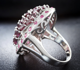 Шикарное серебряное кольцо с родолитами и пурпурными сапфирами Серебро 925