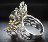 Серебряное кольцо с цветной жемчужиной и родолитами Серебро 925