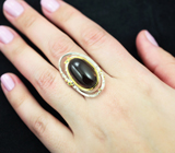 Серебряное кольцо с дымчатым кварцем и цаворитами гранатами Серебро 925