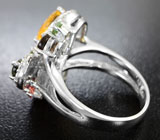Праздничное серебряное кольцо с цитрином и разноцветными турмалинами Серебро 925