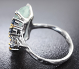 Серебряное кольцо с аквамарином, танзанитами и синими сапфирами Серебро 925