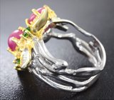Серебряное кольцо с сапфирами и диопсидам Серебро 925