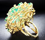 Эксклюзив! Золотое кольцо с уникальным уральским изумрудом 50,43 карат, рубинами и бриллиантами Золото