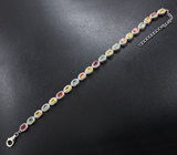Элегантный серебряный браслет с разноцветными сапфирами Серебро 925