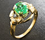Кольцо с медьсодержащим параиба турмалином и сапфирами Золото