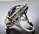 Серебряное кольцо со сливовым аметистом и перидотами Серебро 925