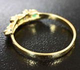 Золотое кольцо с яркими уральскими изумрудами 0,08 карат Золото