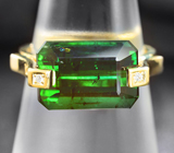 Золотое кольцо с насыщенно-зеленым турмалином 7,8 карат и бриллиантами Золото