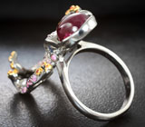 Серебряное кольцо «Осьминог» с рубином и разноцветными сапфирами Серебро 925