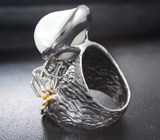 Серебряное кольцо с жемчужиной барокко и танзанитом Серебро 925