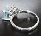 Серебряное кольцо с аквамарином, танзанитами и синим сапфиром Серебро 925
