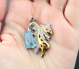 Серебряный кулон с аквамарином и синими сапфирами Серебро 925