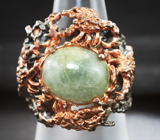 Серебряное кольцо с кабошоном зеленого корунда Серебро 925