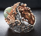 Серебряное кольцо с кабошоном зеленого корунда Серебро 925