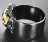 Серебряное кольцо с синим сапфиром и цитрином Серебро 925