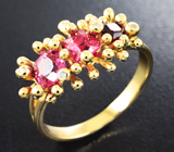 Золотое кольцо с превосходными шпинелями 1,23 карат и бриллиантами Золото