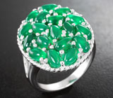 Эффектное серебряное кольцо с зеленым агатом Серебро 925