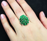 Эффектное серебряное кольцо с зеленым агатом Серебро 925