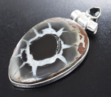 Серебряный кулон с септарией агата и кварца и ониксом Серебро 925