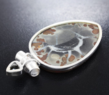 Серебряный кулон с септарией агата и кварца и ониксом Серебро 925