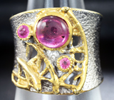 Серебряное кольцо с пурпурно-розовыми сапфирами Серебро 925