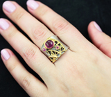 Серебряное кольцо с пурпурно-розовыми сапфирами Серебро 925