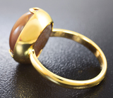 Золотое кольцо с солнечным камнем 11,84 карата! Эффект кошачьего глаза Золото