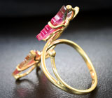 Золотое кольцо с резными полихромными турмалинами 4,64 карата Золото