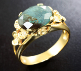 Золотое кольцо с уральским хризобериллом 3,94 карата и бриллиантами Золото