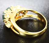 Золотое кольцо с уральским хризобериллом 3,94 карата и бриллиантами Золото