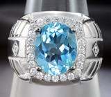 Стильное серебряное кольцо с голубым топазом Серебро 925
