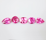 Набор из 5 рубеллитов турмалинов 4,36 карата 