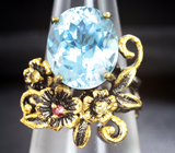 Серебряное кольцо с голубым топазом и сапфирами Серебро 925