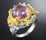 Серебряное кольцо с флюоритом и аметистами Серебро 925