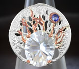 Серебряное кольцо с бесцветным кварцем и танзанитом Серебро 925