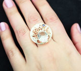 Серебряное кольцо с бесцветным кварцем и танзанитом Серебро 925