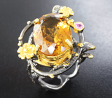 Серебряное кольцо с цитрином и сапфирами Серебро 925