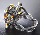 Серебряное кольцо с цитрином и сапфирами Серебро 925